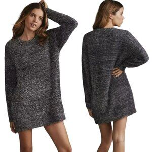 Anthropologie Eyelash Knit Mini Jumper Dress Metallic Accent - Gray/Silver - XXS